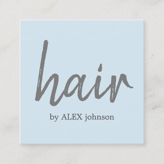 Eenvoudige Elegant Light Blue Grey Hair Stylist Vierkante Visitekaartje (Voorkant)