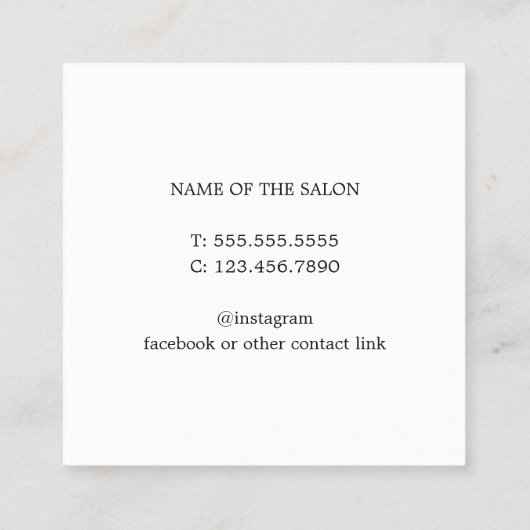 Eenvoudige Elegant Light Blue Grey Hair Stylist Vierkante Visitekaartje (Achterkant)