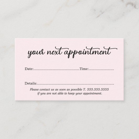 Eenvoudige Elegant Light Roos Beauty Appointcard Afsprakenkaartje (Voorkant)