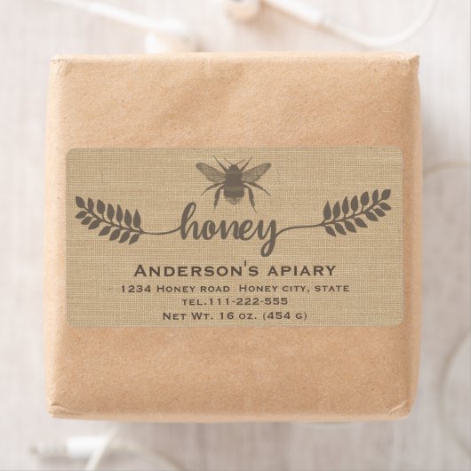 Eenvoudige elegant linnen calligrafie honig etiket (Insitu)