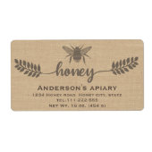 Eenvoudige elegant linnen calligrafie honig etiket (Voorkant)
