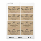 Eenvoudige elegant linnen calligrafie honig etiket (Full Sheet)