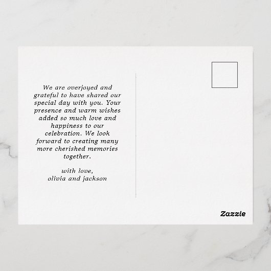 Eenvoudige Elegant Love and Bedankt Photo Wedding Folie Feestdagen Briefkaart (Achterkant)