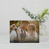 Eenvoudige Elegant Love and Bedankt Photo Wedding Folie Feestdagen Briefkaart (Staand Voorkant)