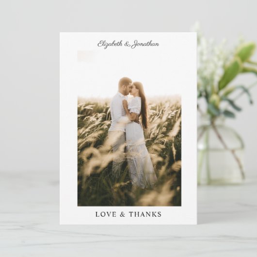 Eenvoudige Elegant Love and Bedankt Weduwfoto (Staand voorkant)
