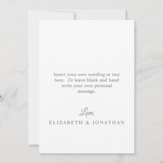 Eenvoudige Elegant Love and Bedankt Weduwfoto (Achterkant)