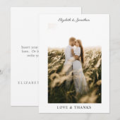 Eenvoudige Elegant Love and Bedankt Weduwfoto (Voorkant / Achterkant)