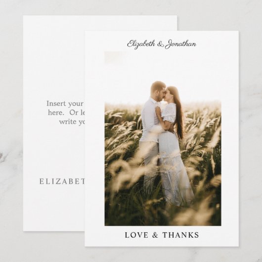 Eenvoudige Elegant Love and Bedankt Weduwfoto (Voorkant / Achterkant)