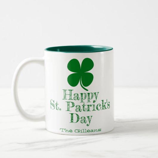 Eenvoudige Elegant Lucky Shamrock St Patrick's Day Tweekleurige Koffiemok (Links)