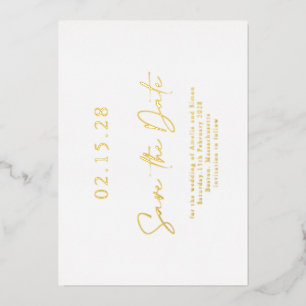Eenvoudige Elegant Luxe Real Gold Foil sparen de d Folie Uitnodiging