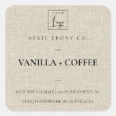 EENVOUDIGE ELEGANT MINIMAAL RUSTIC BEIGE LINEN LOG VIERKANTE STICKER (Voorkant)