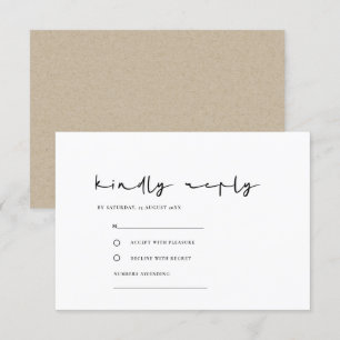 EENVOUDIGE ELEGANT MINIMAAL ZWART WEDDING RSVP INFORMATIEKAARTJE
