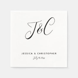 Eenvoudige Elegant Minimalist Monogram Initialen Servet