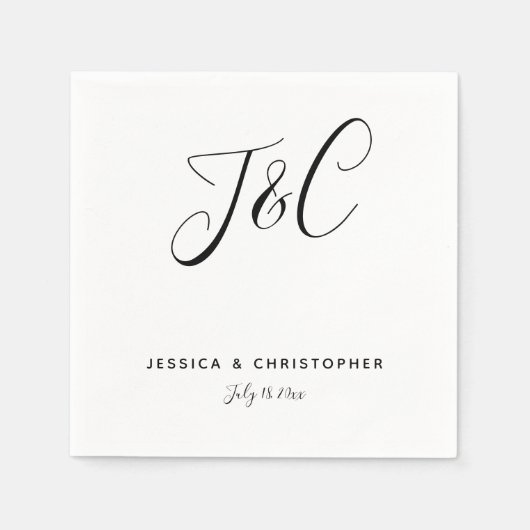 Eenvoudige Elegant Minimalist Monogram Initialen Servet (Voorkant)