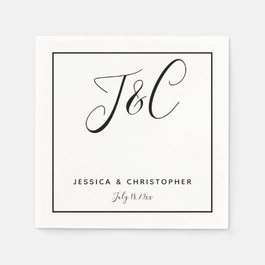 Eenvoudige Elegant Minimalist Monogram Initialen Servet (Voorkant)