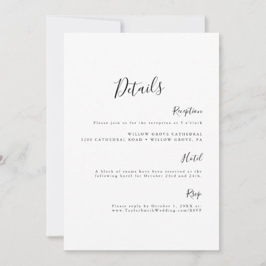 Eenvoudige Elegant minimalistische zwarte & witte- Kaart (Voorkant)