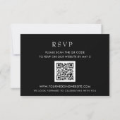 Eenvoudige Elegant Modern Black QR CODE RSVP Kaartje (Voorkant)