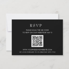 Eenvoudige Elegant Modern Black QR CODE RSVP Kaartje