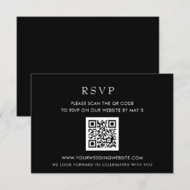 Eenvoudige Elegant Modern Black QR CODE RSVP Kaartje