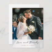 Eenvoudige Elegant Modern Black Script Photo Wedde Bedankkaart (Voorkant / Achterkant)