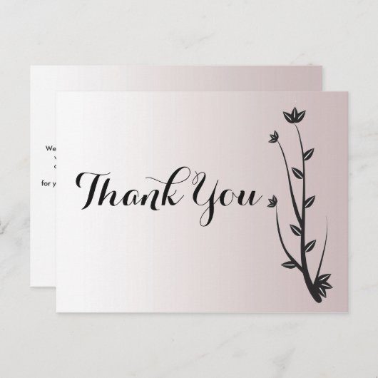 Eenvoudige Elegant Modern bladeren Dank u Briefkaart (Voorkant / Achterkant)