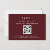 Eenvoudige Elegant Modern Burgundy QR CODE RSVP Kaartje (Voorkant)