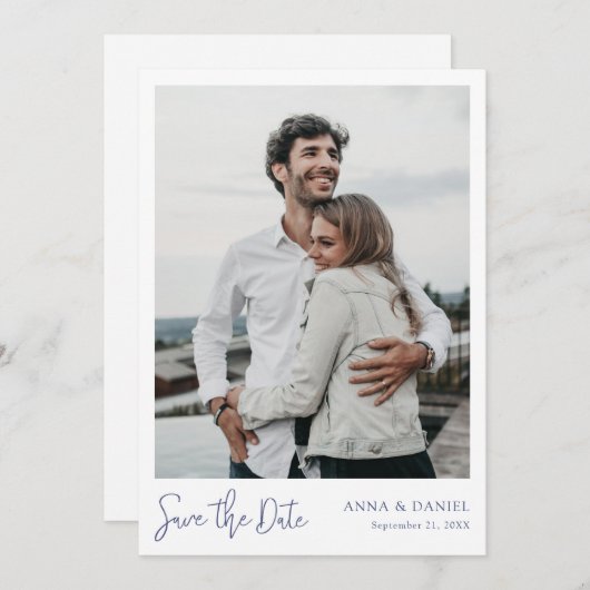 Eenvoudige Elegant Modern Custom Save the Date Pho Kaart (Voorkant / Achterkant)