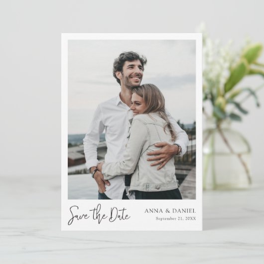 Eenvoudige Elegant Modern Custom Save the Date Pho Kaart (Staand voorkant)