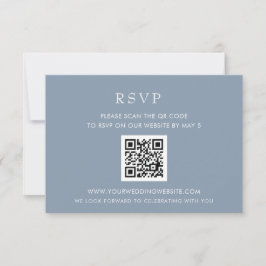 Eenvoudige Elegant Modern Dusty Blue Wedding QR CO RSVP Kaartje
