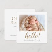 Eenvoudige Elegant Modern Gold Custom Girl Boy Bir Aankondiging (Voorkant / Achterkant)