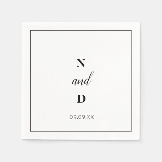 Eenvoudige Elegant modern monogram minimalistische Servet (Voorkant)