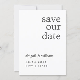 Eenvoudige Elegant Modern Non Photo Wedding Custom Save The Date