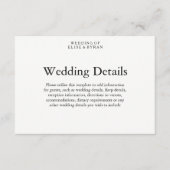Eenvoudige elegant modern script bruiloft details informatiekaartje (Voorkant)