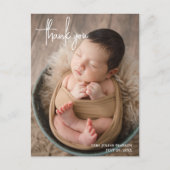 Eenvoudige Elegant modern script foto Dank je gebo Aankondigingskaart (Voorkant)