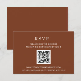 Eenvoudige Elegant Modern Terracotta QR CODE RSVP Kaartje