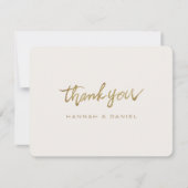 Eenvoudige Elegant Modern Typography Gold Wedding Bedankkaart (Voorkant)
