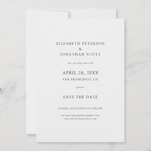 Eenvoudige Elegant Moderne Aangepaste Foto Save The Date (Achterkant)