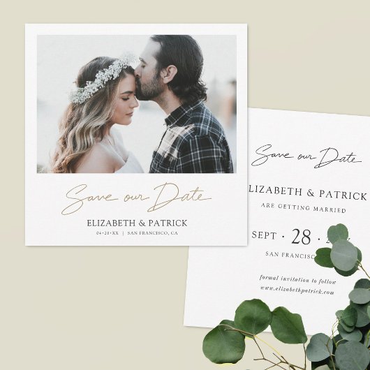 Eenvoudige Elegant Moderne Aangepaste Foto slaat d Save The Date