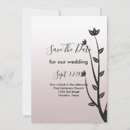 Eenvoudige Elegant Moderne bladeren slaan de datum Kaart