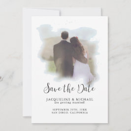 Eenvoudige Elegant Moderne de Foto Blauw van de Ma Save The Date