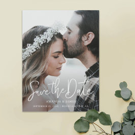 Eenvoudige Elegant Moderne Foto van het Manuscript Magnetische Uitnodiging