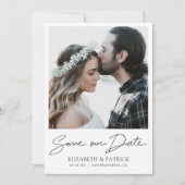 Eenvoudige Elegant Moderne Foto van het Manuscript Save The Date (Voorkant)
