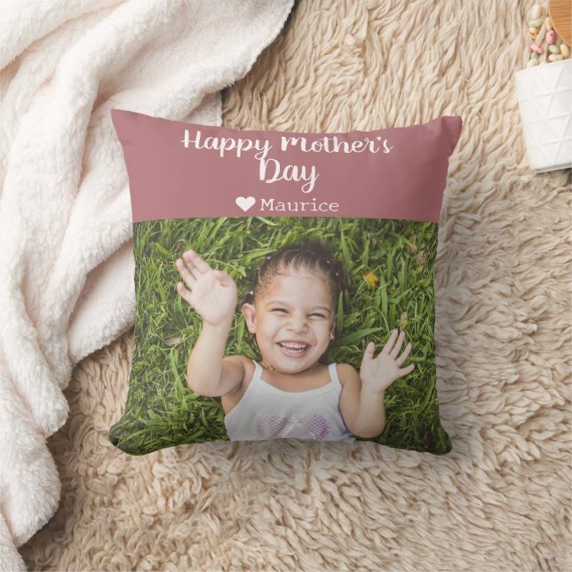 Eenvoudige Elegant Moderne Moederdag Foto Naam Kussen (Deken)