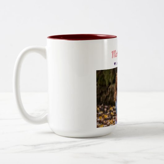 Eenvoudige Elegant Moderne Moederdag Foto Naam Tweekleurige Koffiemok (Links)