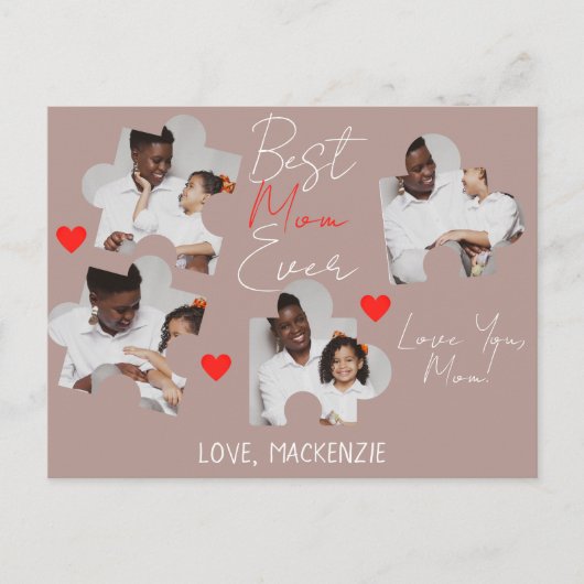 Eenvoudige Elegant Moederdag Puzzle Photo Collage Feestdagenkaart (Voorkant)