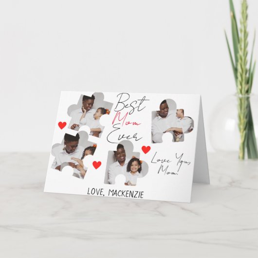 Eenvoudige Elegant Moederdag Puzzle Photo Collage Kaart (Voorkant)
