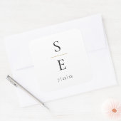 Eenvoudige Elegant Monogram Gold Weddenschap Vierkante Sticker (Envelop)