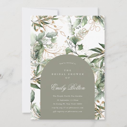 Eenvoudige Elegant Moss Arch Eucalyptus Pampas Boh Kaart (Voorkant)