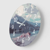 Eenvoudige Elegant Mountain en Lake | Wandklok (Hoek)