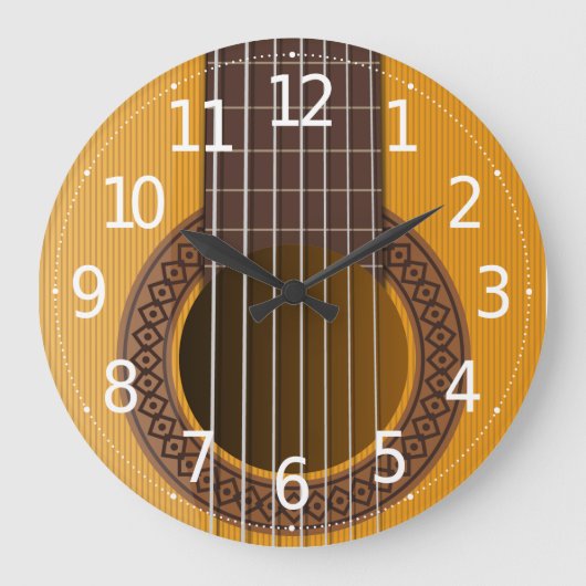 Eenvoudige Elegant Musical Guitar | Wandklok (Voorkant)